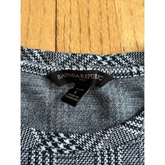 Banana Republic Plaid Stripe Knit Short Sleeve Large Petite - Picture 5 of 8